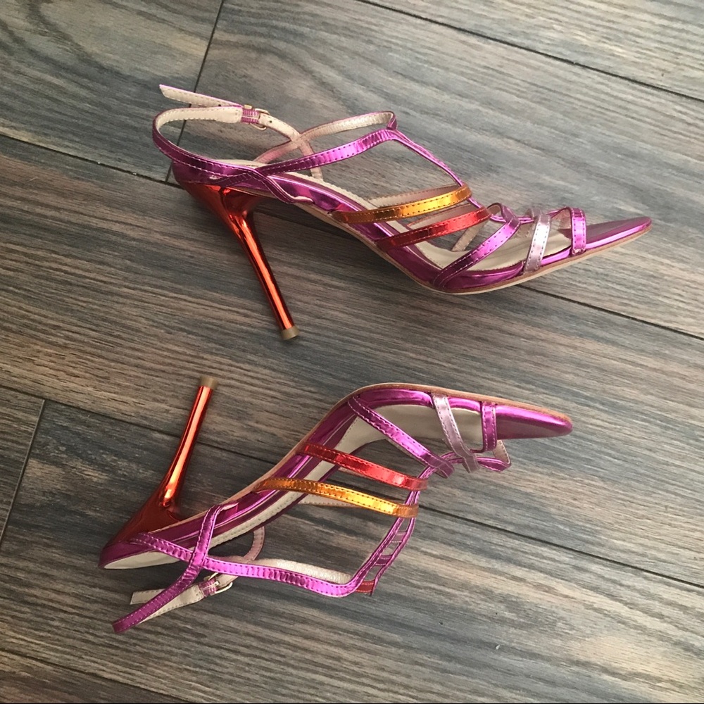 Pink Carolinna Espinosa Perna Strappy Heels Size 6 - Picture 7 of 8